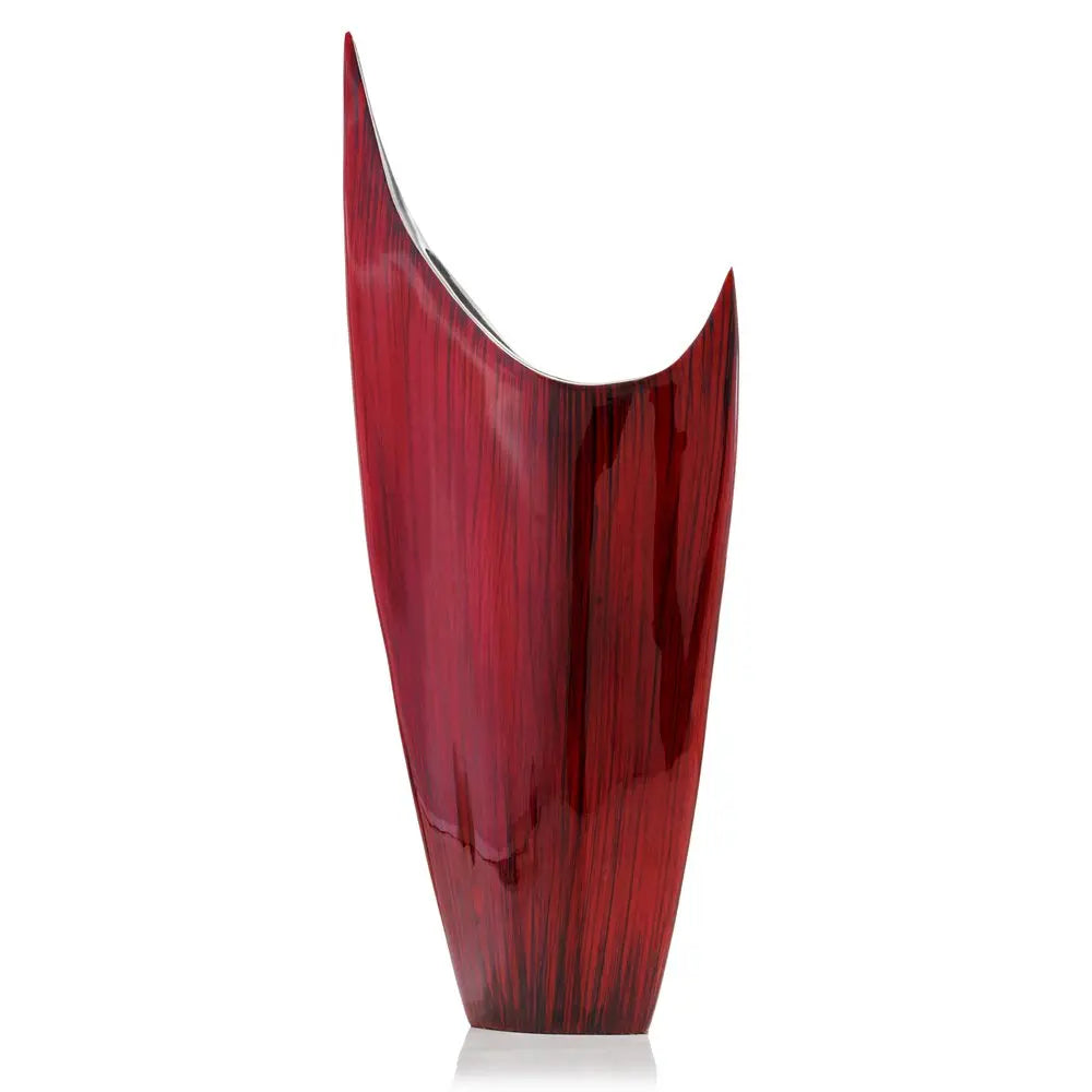 14" Red Striped Aluminum Table Vase HomeRoots
