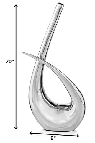 20" Aluminum Silver Modern Abstract Table Vase HomeRoots