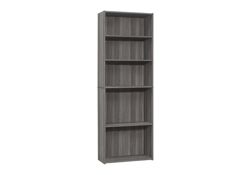 71" Gray Wood Adjustable Five Tier Bookcase HomeRoots