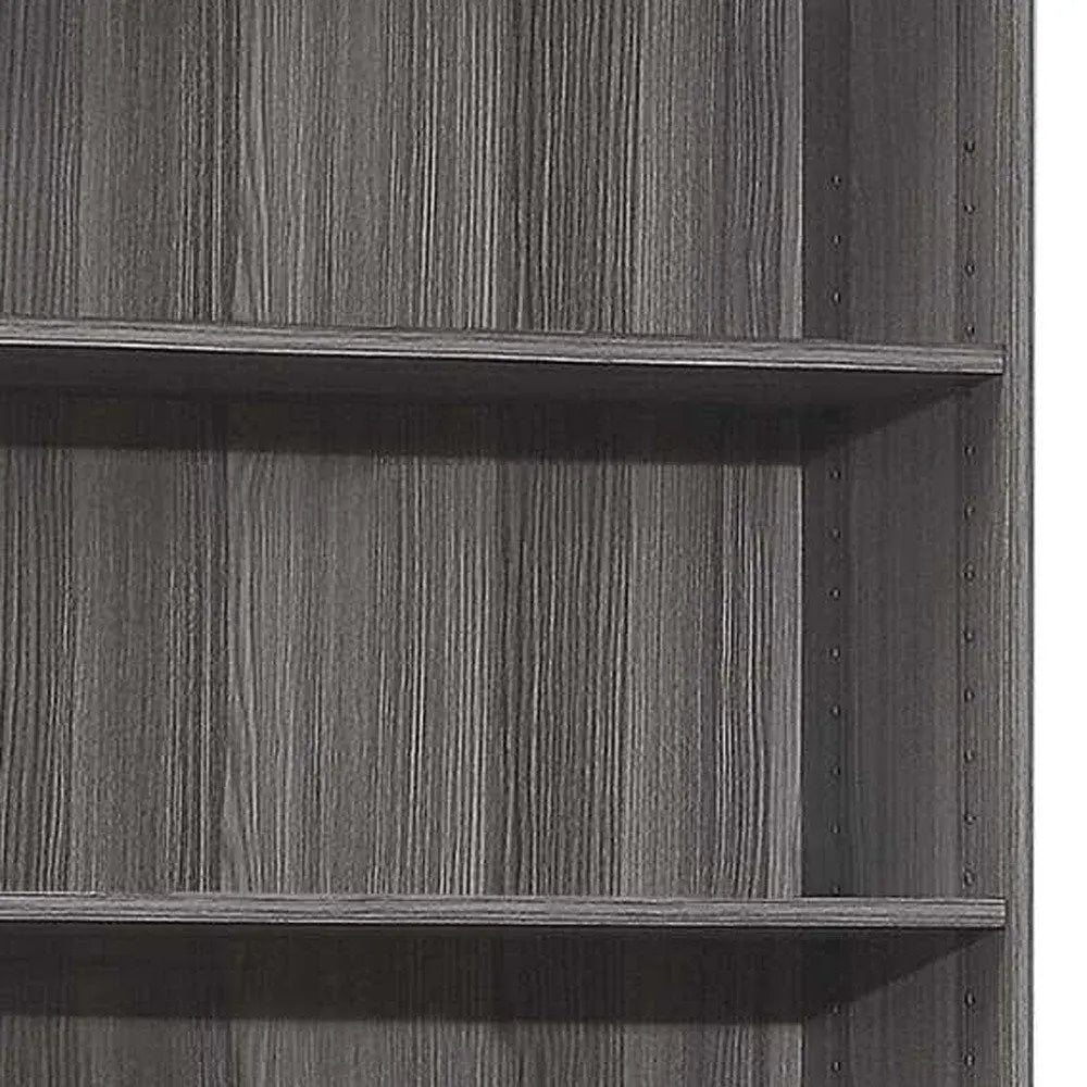 71" Gray Wood Adjustable Five Tier Bookcase HomeRoots