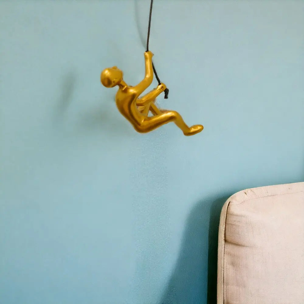 6" X 3" Gold Resin Climbing Man Hanging Dimensional Sculpture HomeRoots