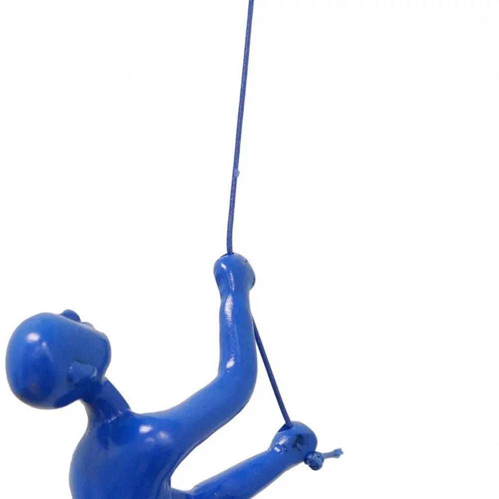 6" X 3" Blue Resin Climbing Man Hanging Dimensional Sculpture HomeRoots