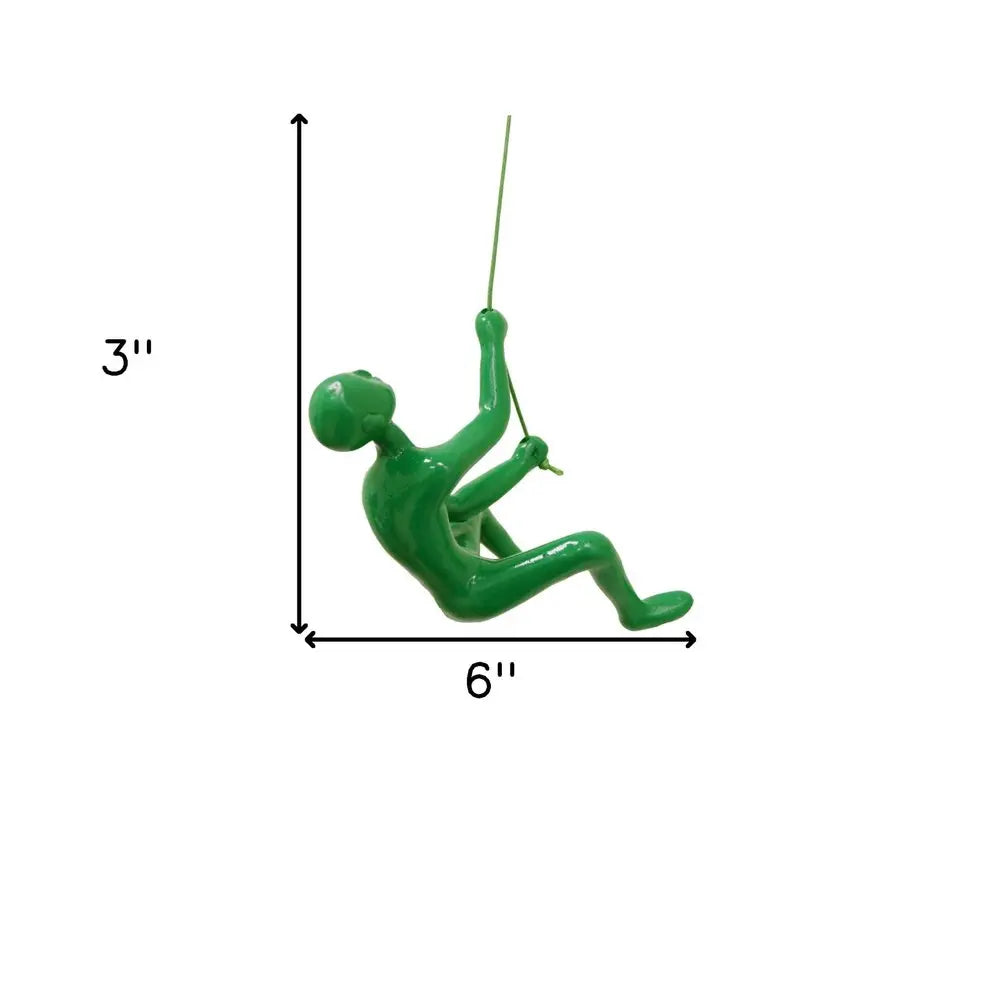 6" X 3" Green Resin Climbing Man Hanging Dimensional Sculpture HomeRoots