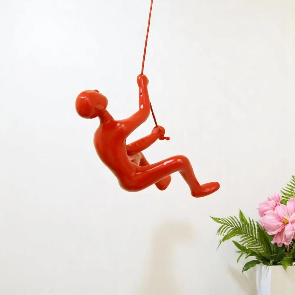 6" X 3" Red Resin Climbing Man Hanging Dimensional Sculpture HomeRoots