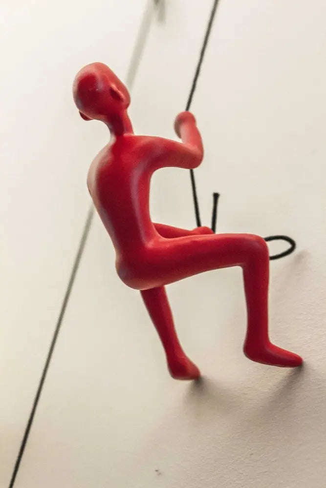 6" X 3" Red Resin Climbing Man Hanging Dimensional Sculpture HomeRoots