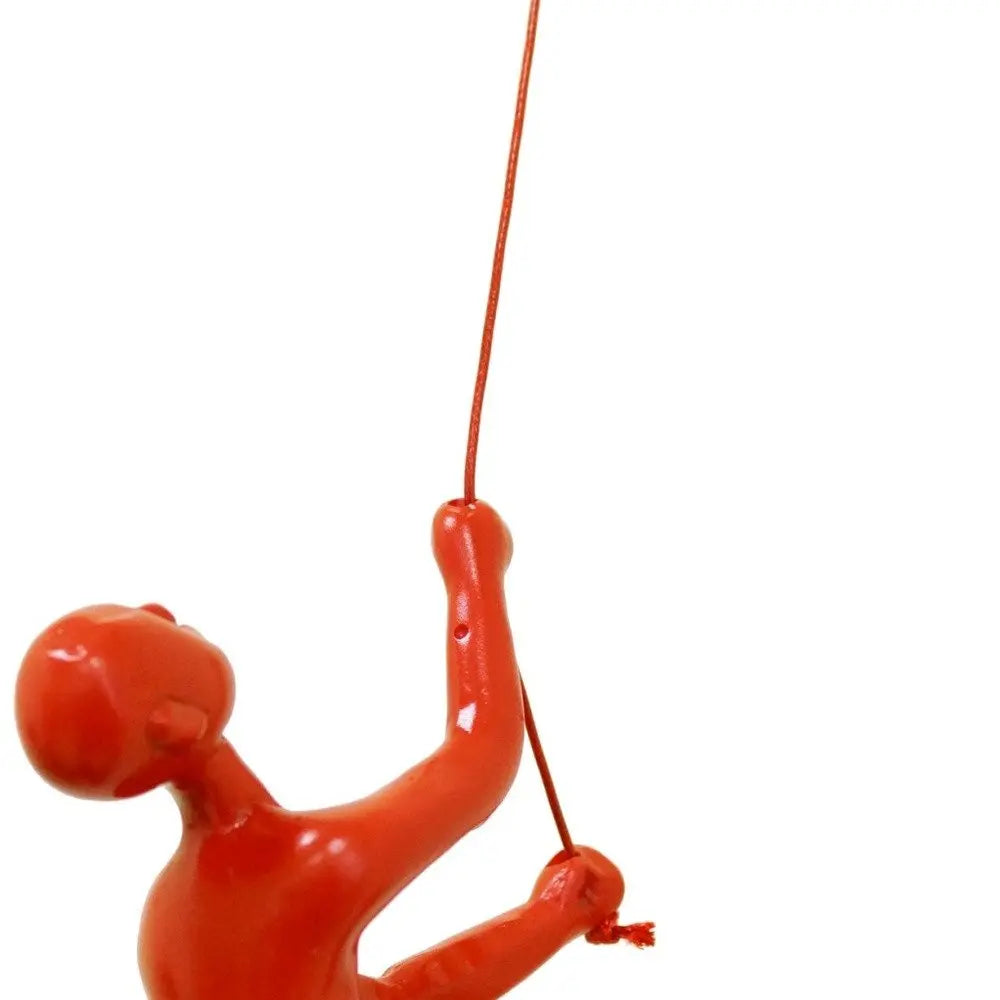 6" X 3" Red Resin Climbing Man Hanging Dimensional Sculpture HomeRoots