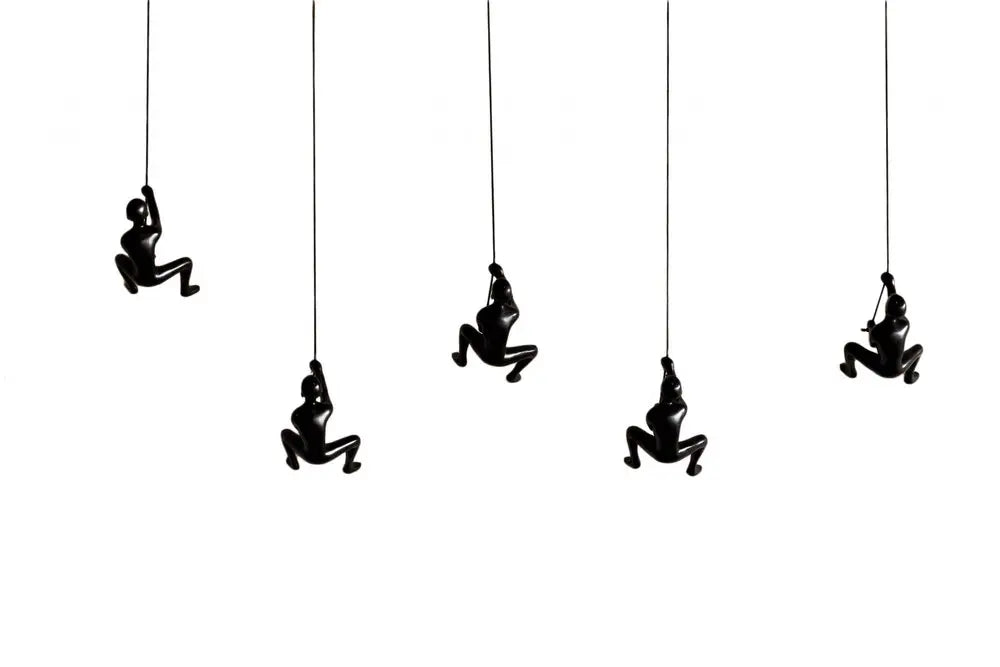 Set of Five Black Resin Climbing Man Hanging Dimensional Sculpture HomeRoots