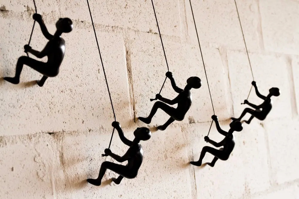 Set of Five Black Resin Climbing Man Hanging Dimensional Sculpture HomeRoots