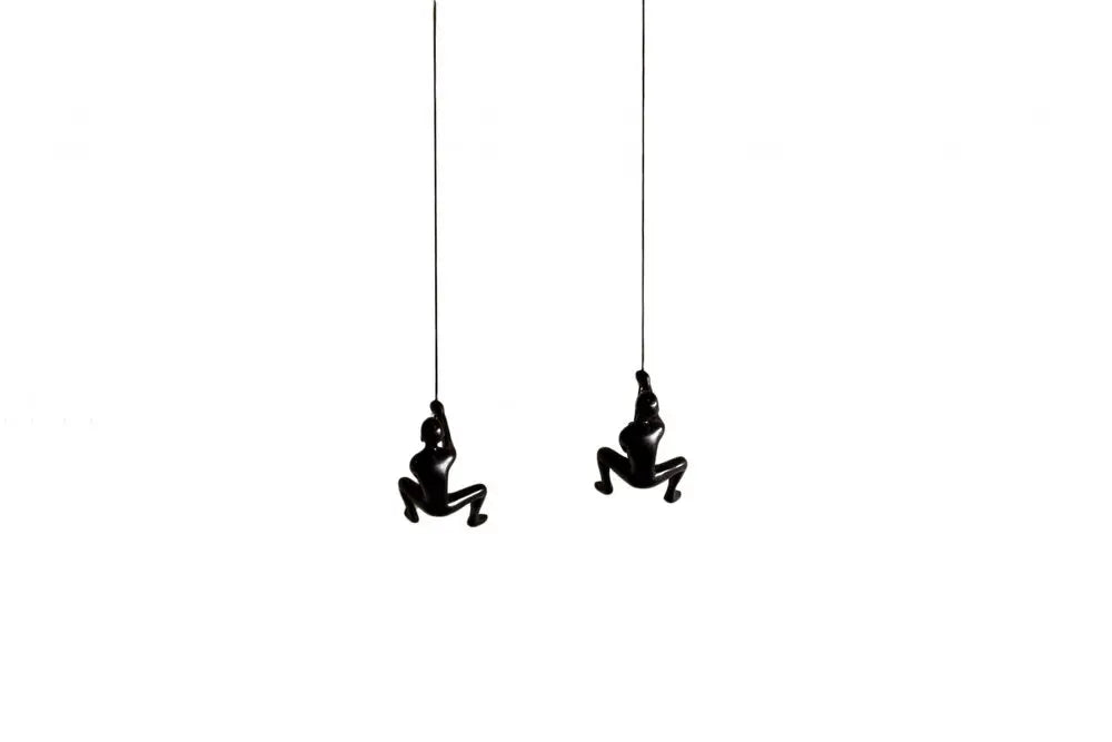 Set of Two Black Resin Climbing Man Hanging Dimensional Sculpture HomeRoots