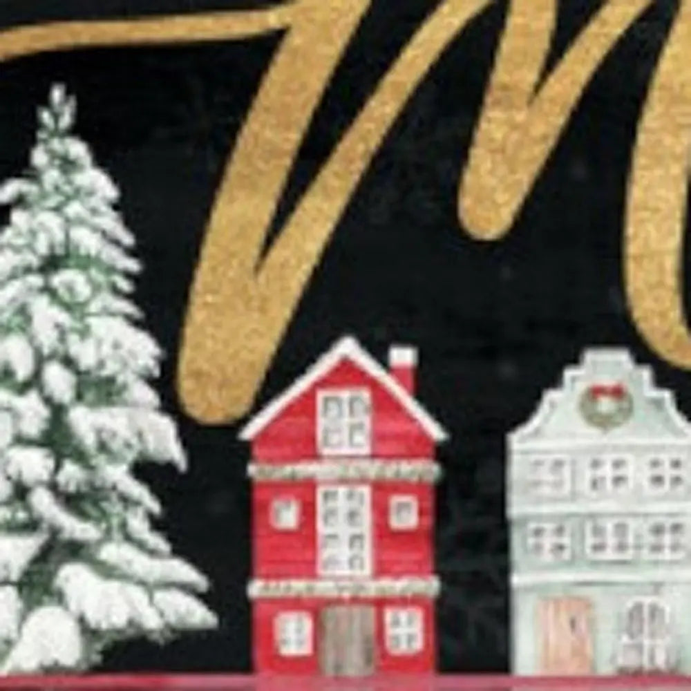 36" Black Gold And Red Solid Wood Merry Christmas Decorative Sign - NOBLE HOME INTERIORS