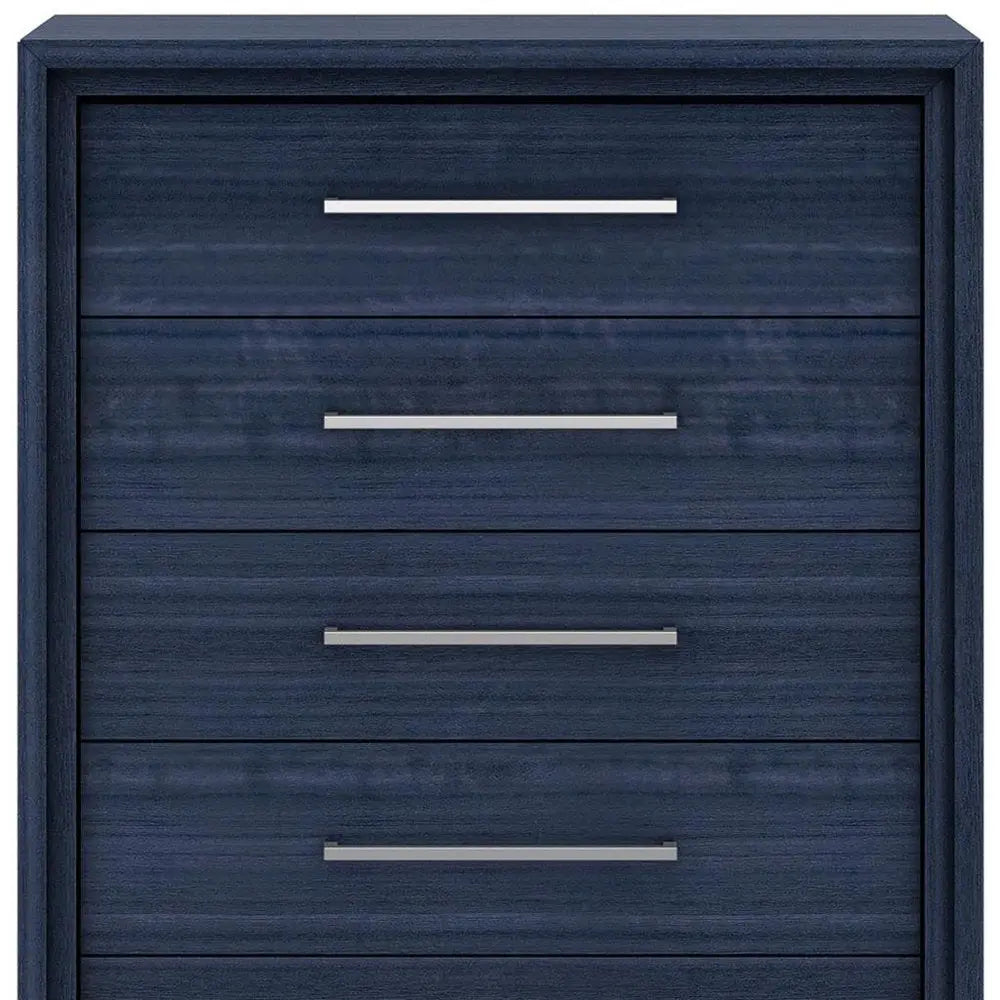 36" Blue Wood Five Drawer Gentlemens Chest - NOBLE HOME INTERIORS