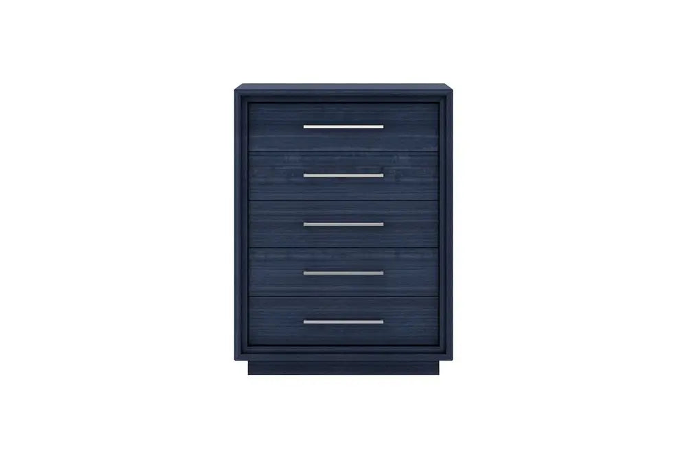 36" Blue Wood Five Drawer Gentlemens Chest - NOBLE HOME INTERIORS