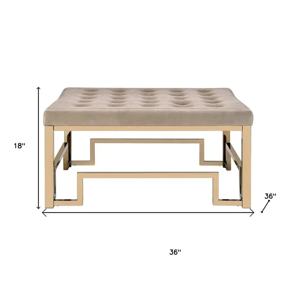 36" Champagne Polyester Tufted Cocktail Ottoman - NOVA - HOME - FURNITURE