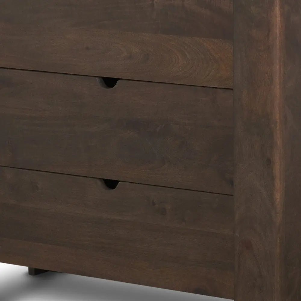 36" Dark Brown Solid Wood Accent Cabinet With Three Drawers HomeRoots