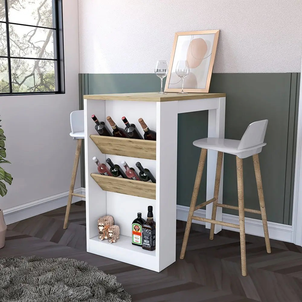 36" Natural and White Wood Kitchen Island With Storage - NOVA HOME FURNITURE