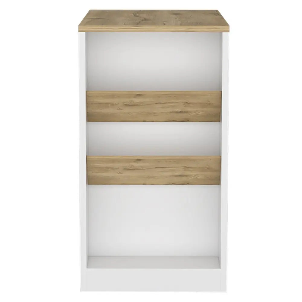 36" Natural and White Wood Kitchen Island With Storage - NOVA HOME FURNITURE