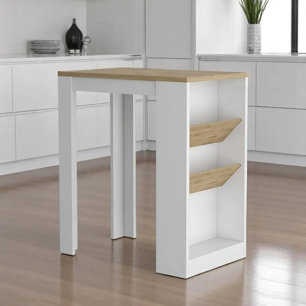 36" Natural and White Wood Kitchen Island With Storage - NOVA HOME FURNITURE