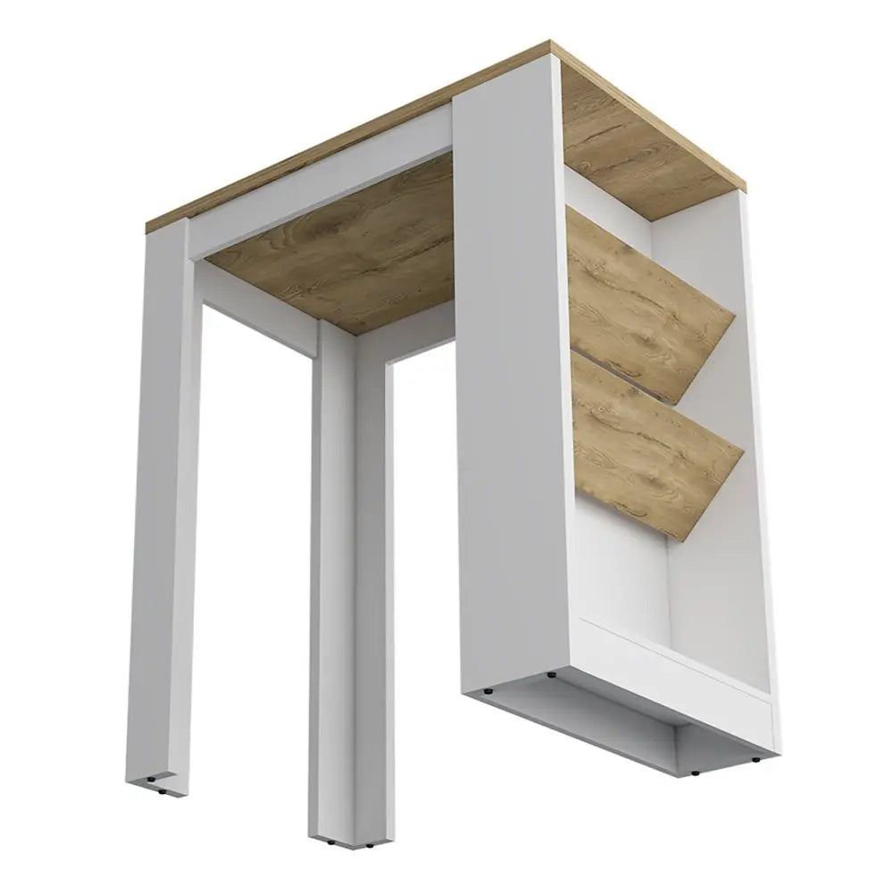 36" Natural and White Wood Kitchen Island With Storage - NOVA HOME FURNITURE