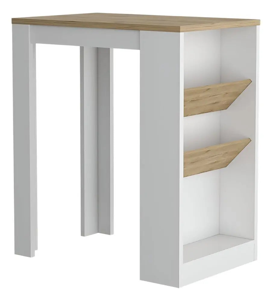 36" Natural and White Wood Kitchen Island With Storage - NOVA HOME FURNITURE