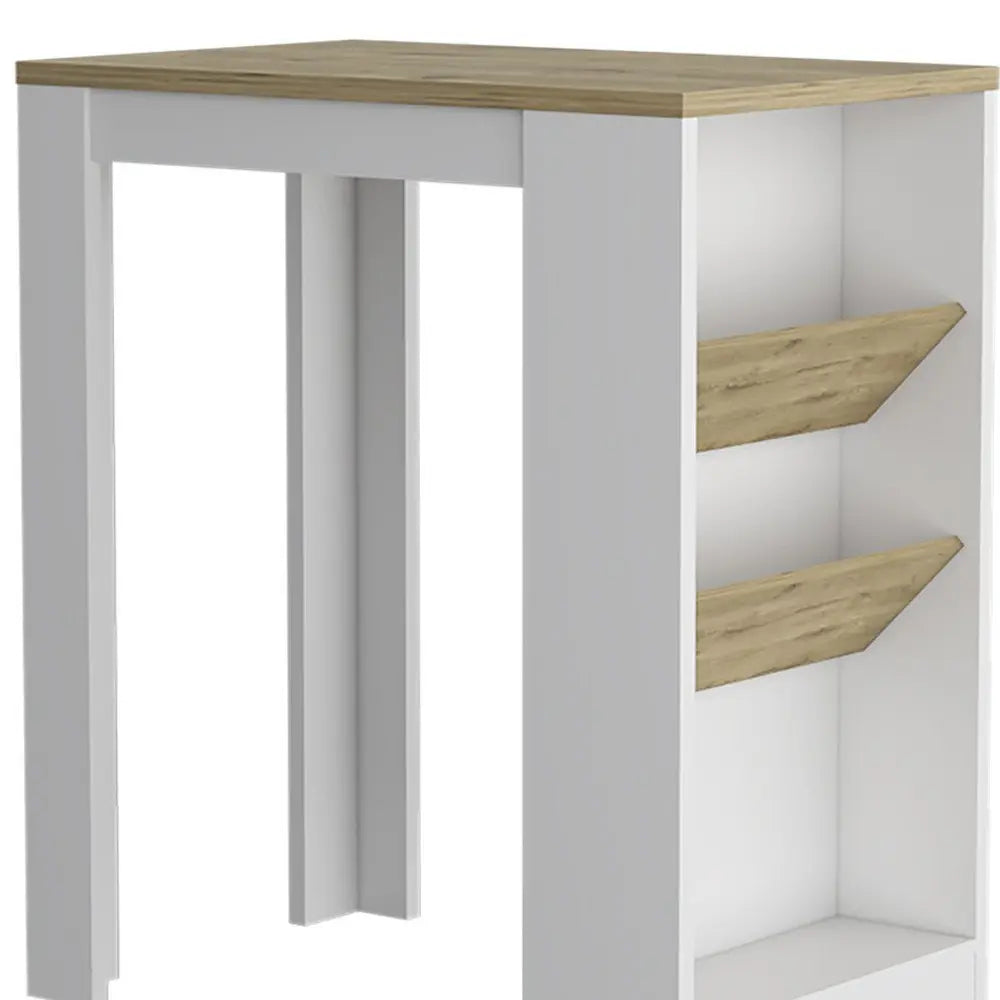 36" Natural and White Wood Kitchen Island With Storage - NOVA HOME FURNITURE