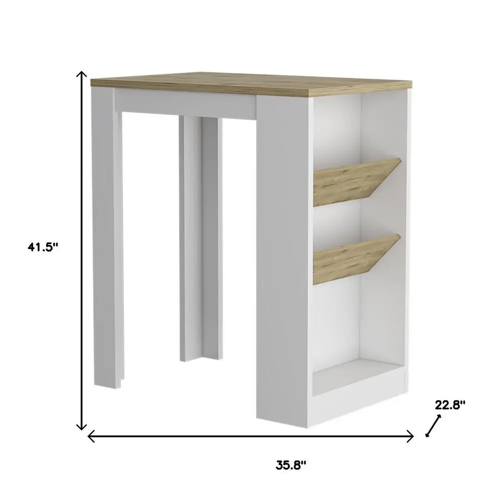 36" Natural and White Wood Kitchen Island With Storage - NOVA HOME FURNITURE