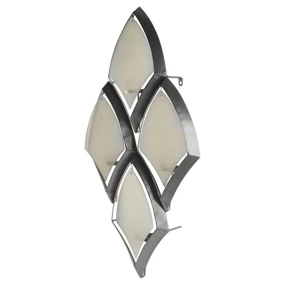36" Silver And Gray Geometric Glass And Metal Wall Sconce Candle Holder HomeRoots