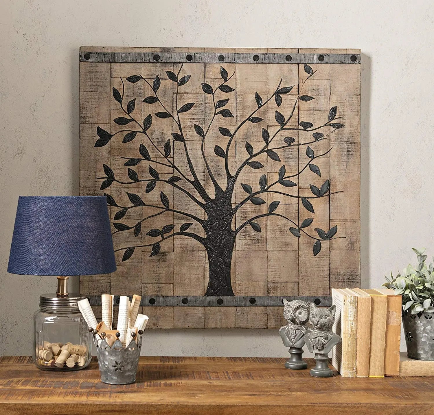 36" X 2" Brown Mango Wood Square Hanging Tapestry - NOBLE HOME INTERIORS