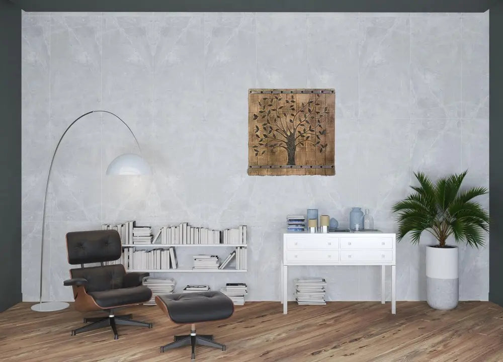 36" X 2" Brown Mango Wood Square Hanging Tapestry - NOBLE HOME INTERIORS