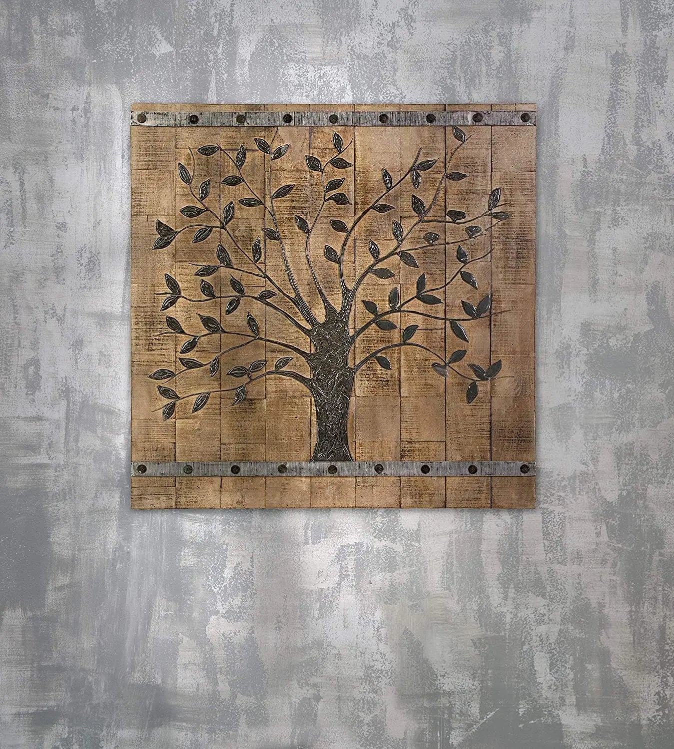 36" X 2" Brown Mango Wood Square Hanging Tapestry - NOBLE HOME INTERIORS