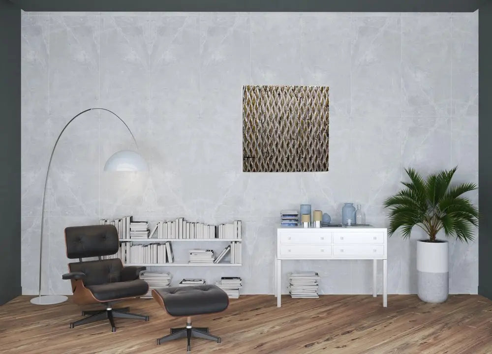 36" X 36" X 1" Raw Wood Look Silver Finish Square Wall Art - NOBLE HOME INTERIORS