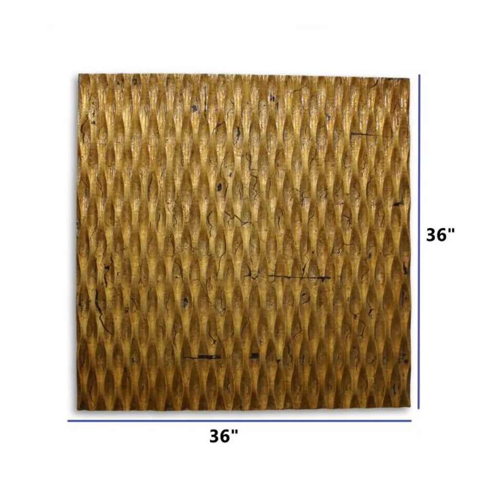 36" X 36" X 1" Raw Wood Look Silver Finish Square Wall Art - NOBLE HOME INTERIORS