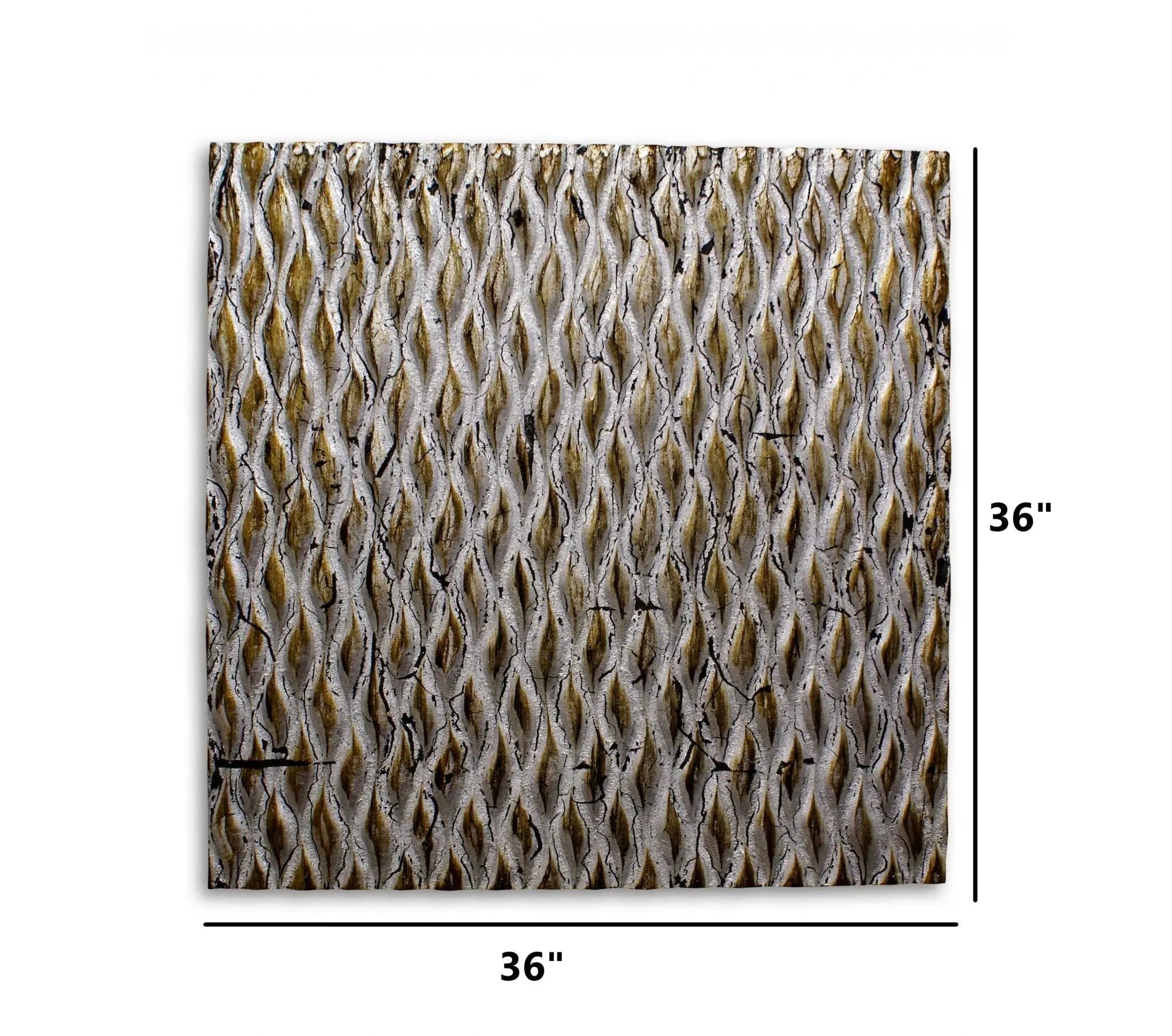 36" X 36" X 1" Raw Wood Look Silver Finish Square Wall Art - NOBLE HOME INTERIORS