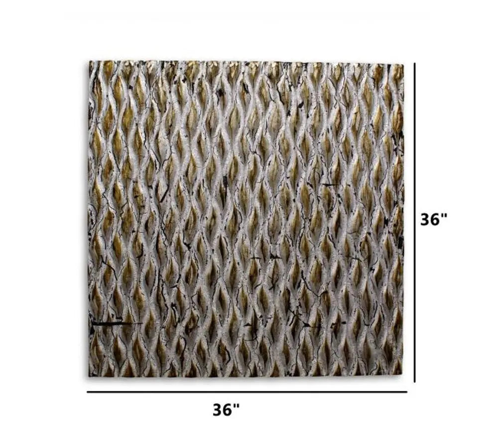 36" X 36" X 1" Raw Wood Look Silver Finish Square Wall Art - NOBLE HOME INTERIORS