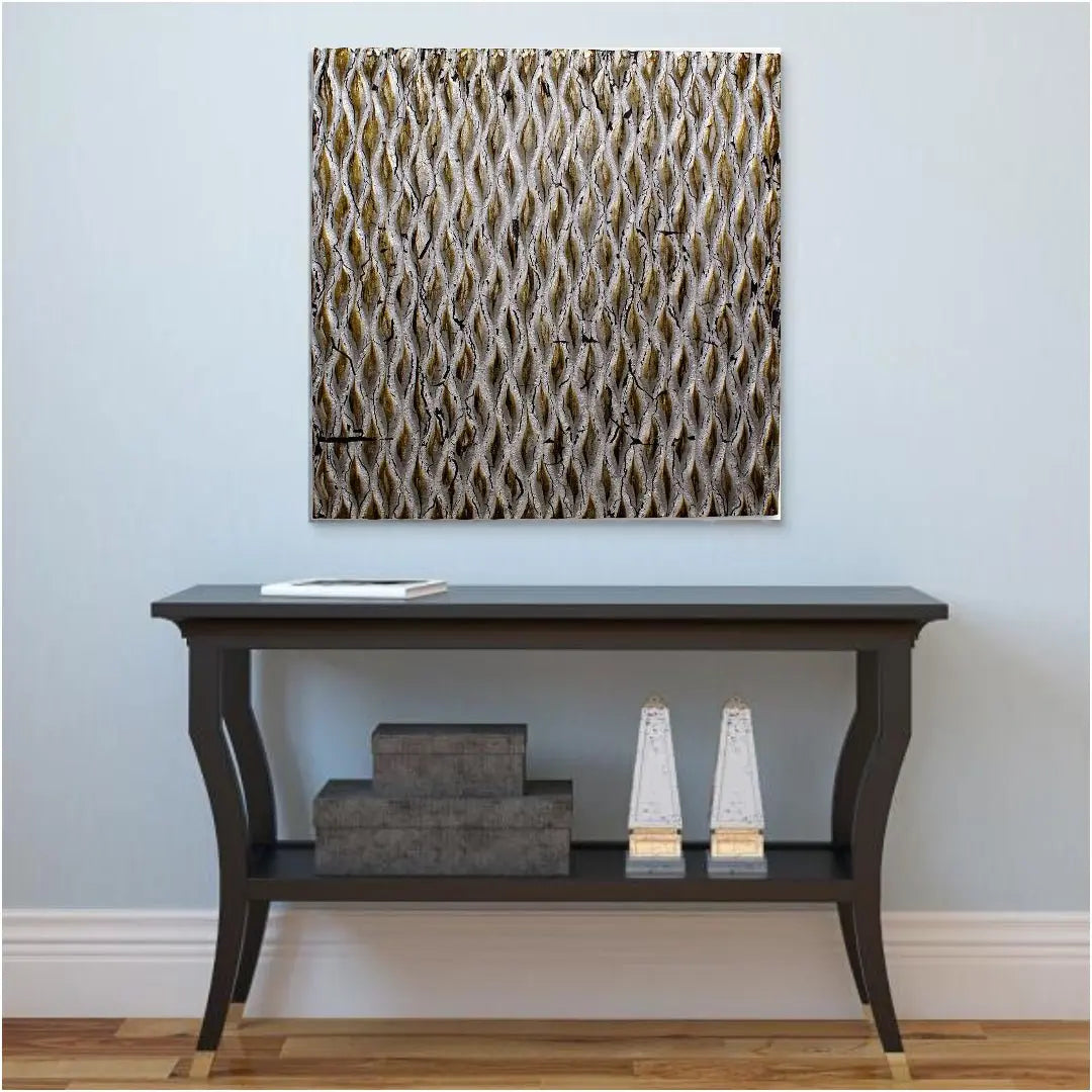 36" X 36" X 1" Raw Wood Look Silver Finish Square Wall Art - NOBLE HOME INTERIORS