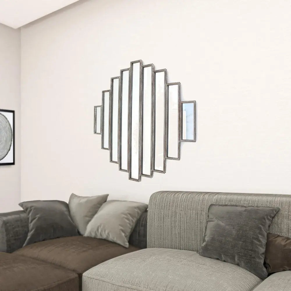 36" X 36" X 2" Silver Rustic Multi Mirrored Wall Sculpture - NOBLE HOME INTERIORS
