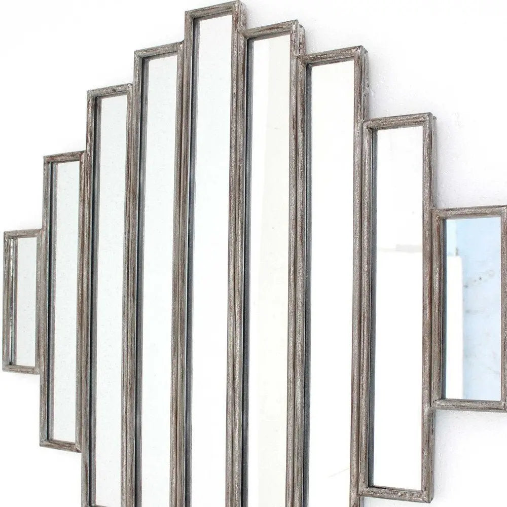 36" X 36" X 2" Silver Rustic Multi Mirrored Wall Sculpture - NOBLE HOME INTERIORS