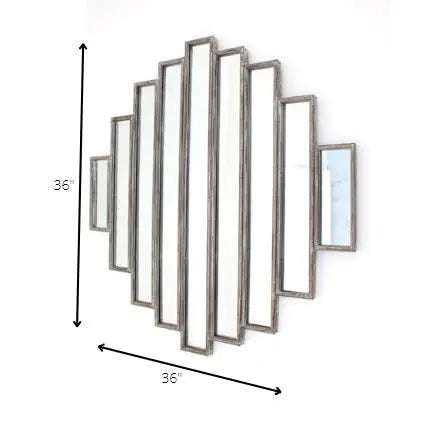 36" X 36" X 2" Silver Rustic Multi Mirrored Wall Sculpture - NOBLE HOME INTERIORS