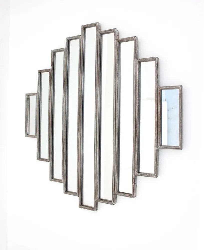 36" X 36" X 2" Silver Rustic Multi Mirrored Wall Sculpture - NOBLE HOME INTERIORS