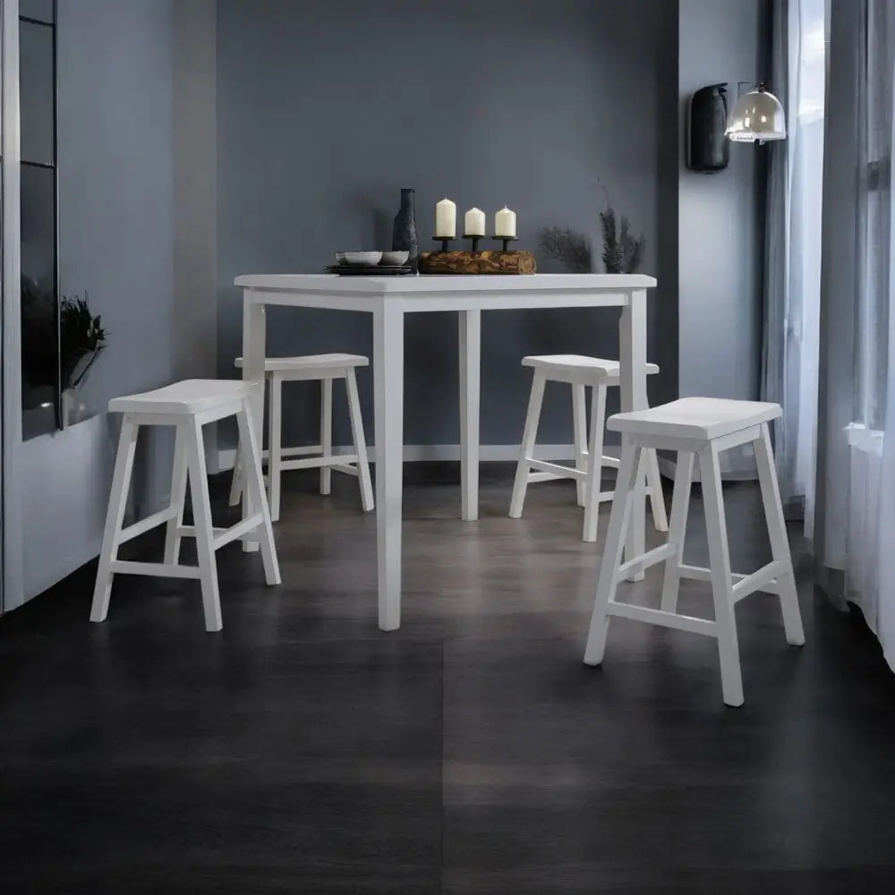 36" X 36" X 36" 5Pc White Rubber Wood Counter Height Set - NOVA HOME FURNITURE