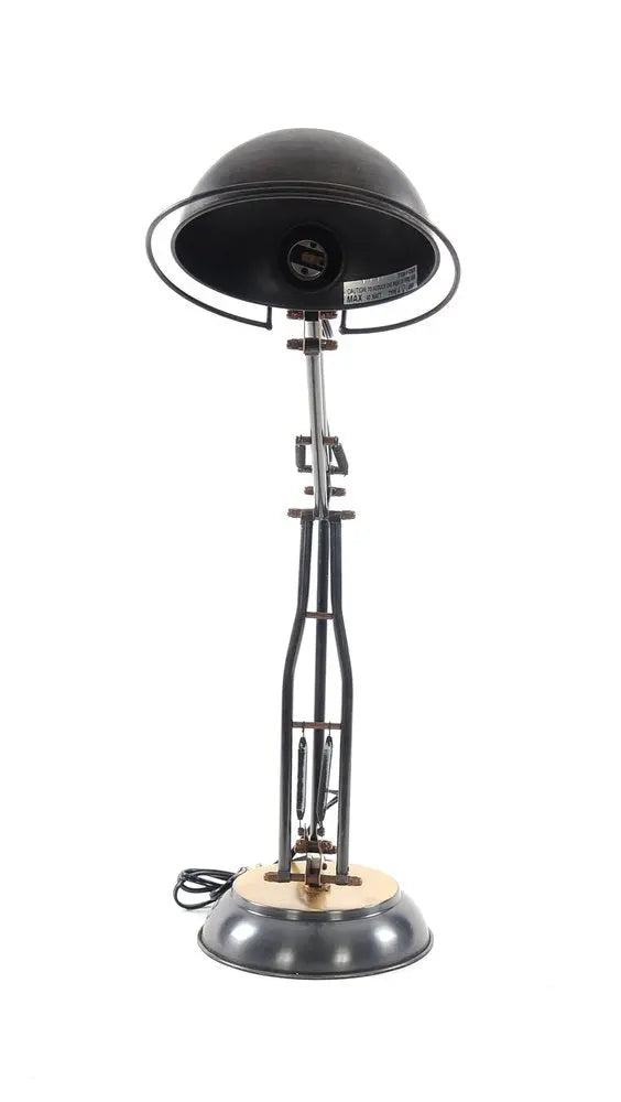 33" Black Metal Desk Table Lamp With Black Bowl Shade HomeRoots