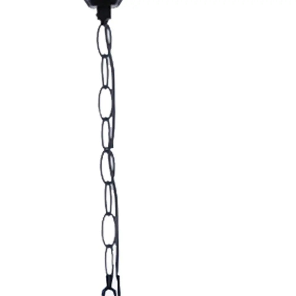 Natural and Black Iron and Rope Three Light Ceiling Light HomeRoots