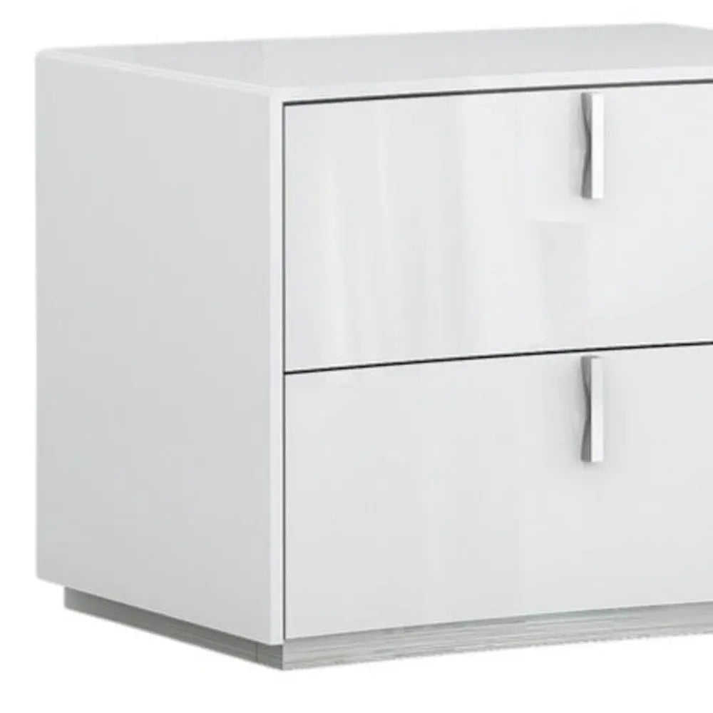 18" White Two Drawers Manufactured Wood Nightstand HomeRoots