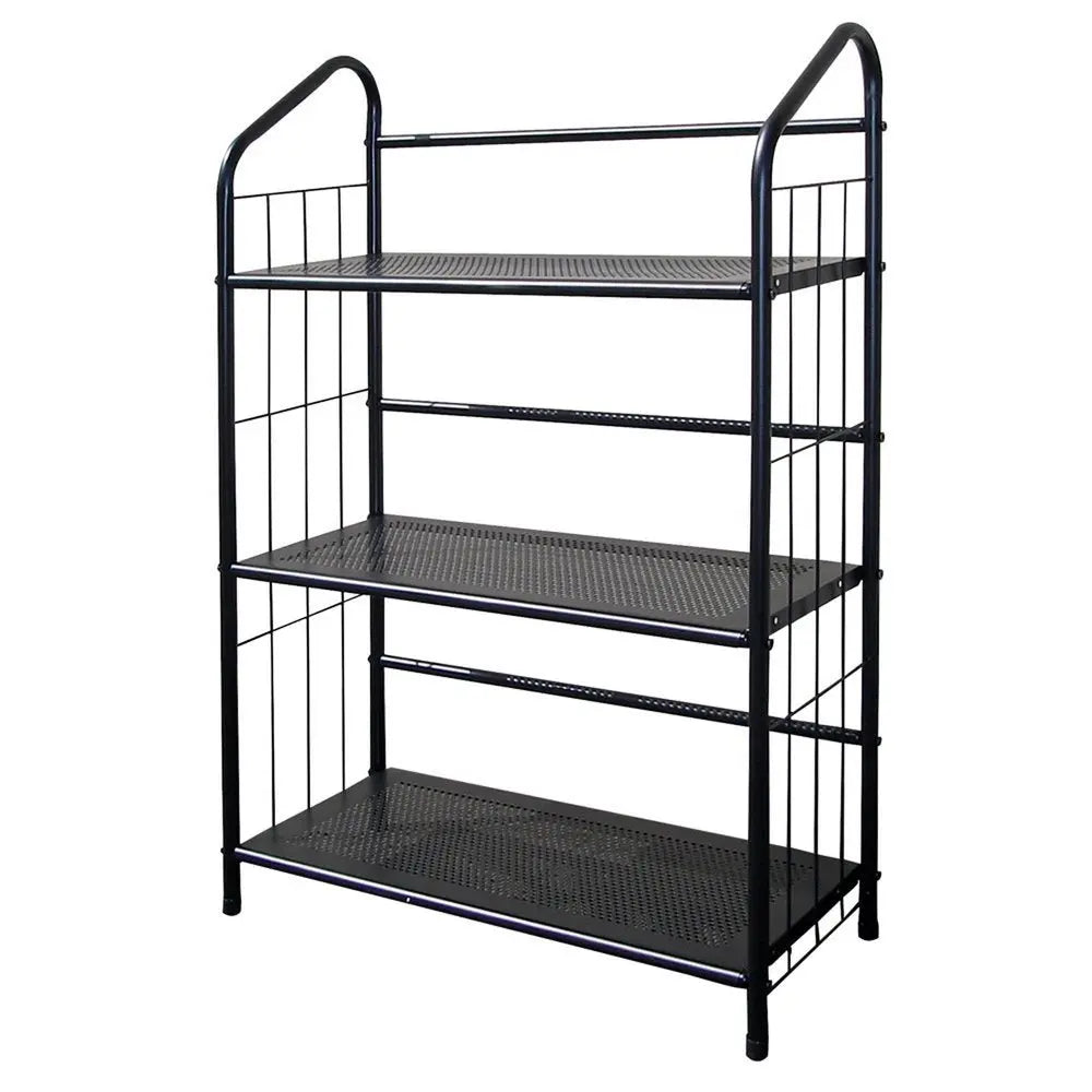 37" Black Metal Three Tier Bookcase - NOBLE HOME INTERIORS