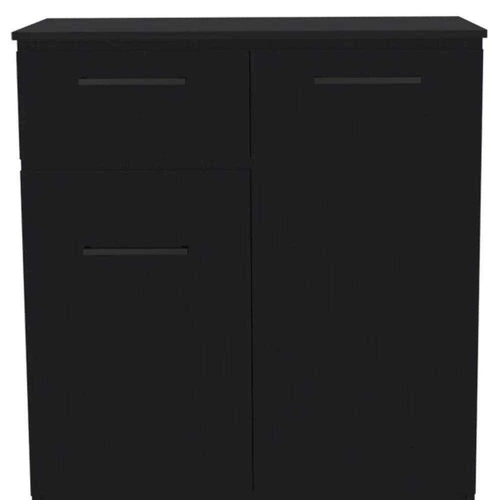 37" Black Wood Accent Cabinet With Two Doors And One Drawer - NOVA HOME FURNITURE