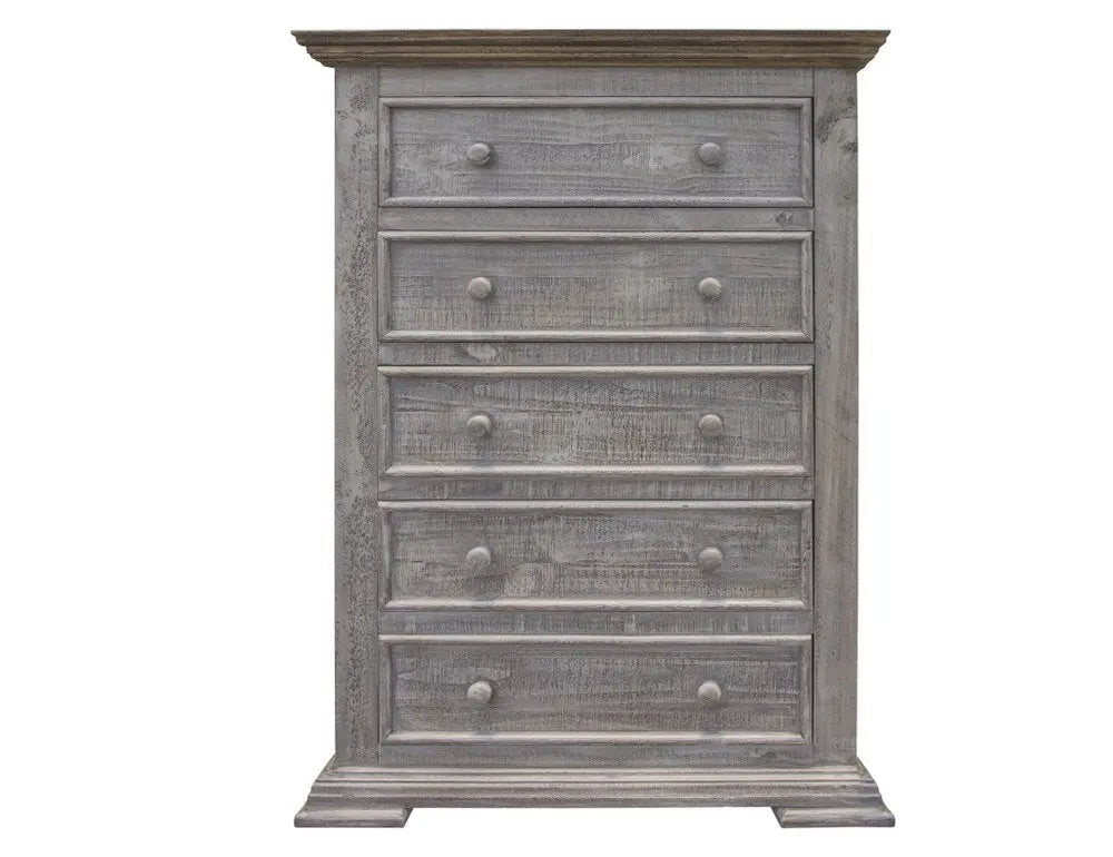 37" Gray Solid Wood Five Drawer Chest - NOBLE HOME INTERIORS