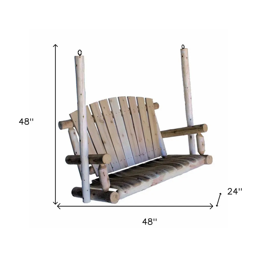 48" X 24" X 48"  Natural Wood Porch Swing HomeRoots