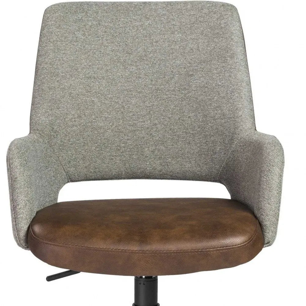 Gray Brown and Black Adjustable Swivel Fabric Rolling Office Chair HomeRoots