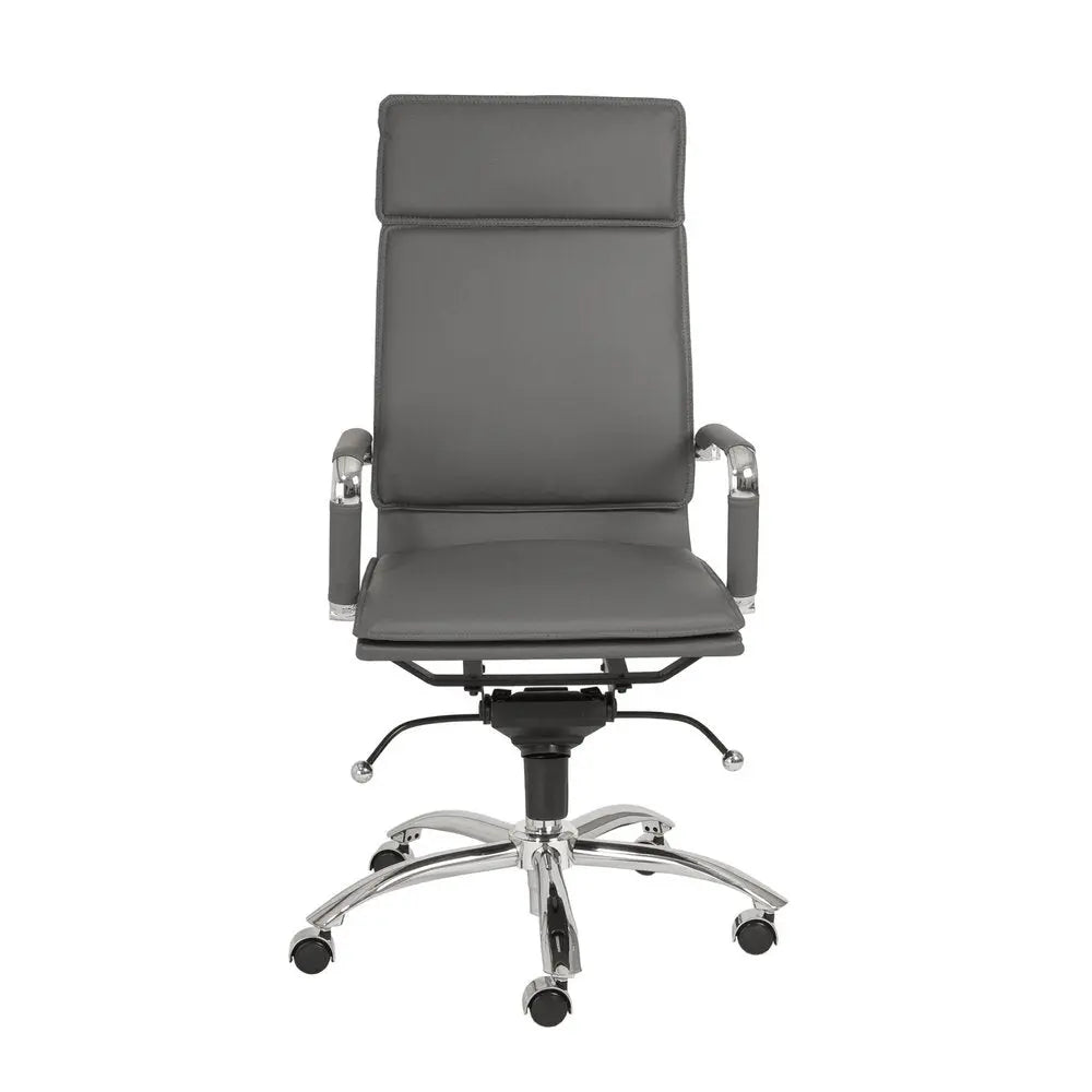 Gray and Silver Adjustable Swivel Faux Leather Rolling Executive Office Chair HomeRoots