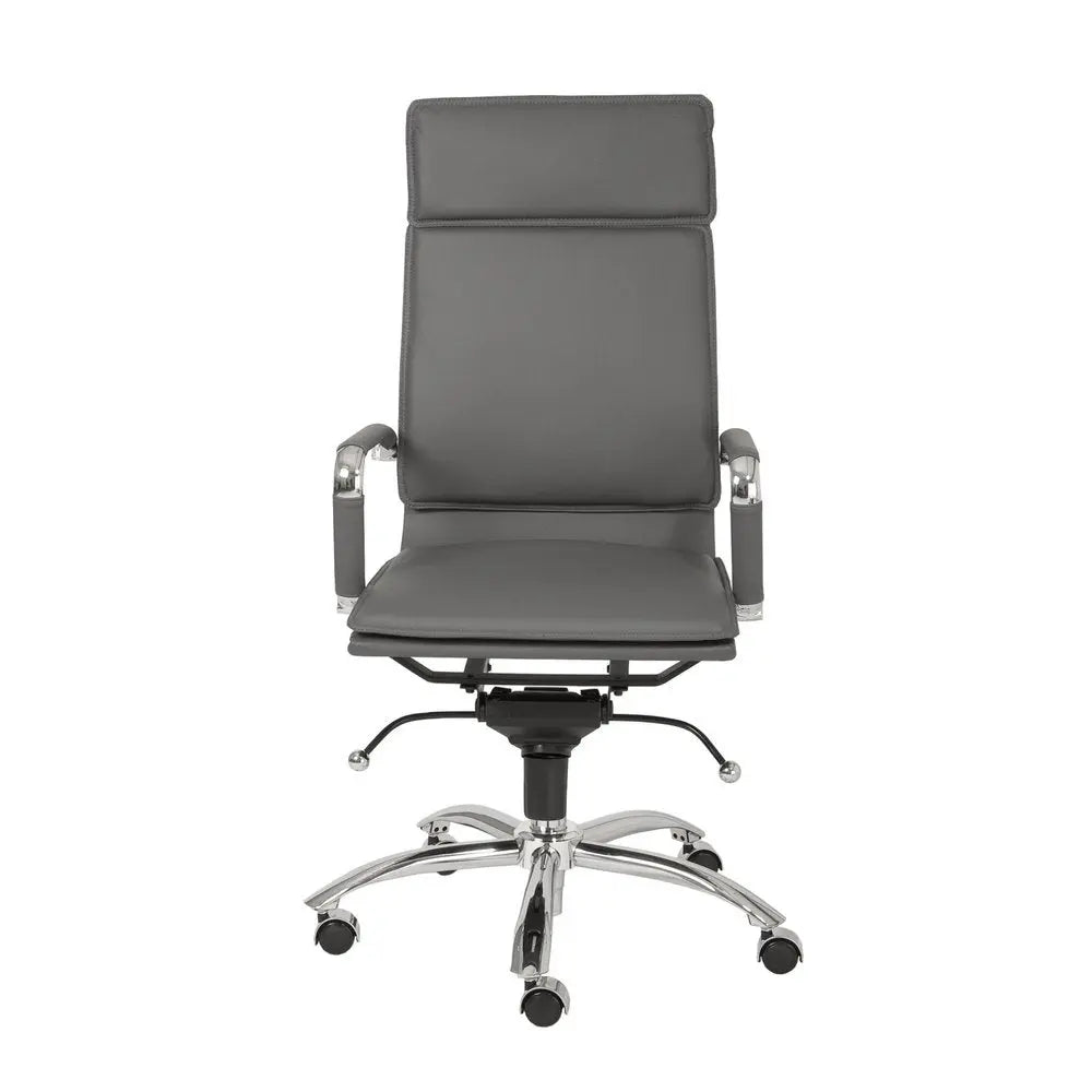 Gray and Silver Adjustable Swivel Faux Leather Rolling Executive Office Chair HomeRoots