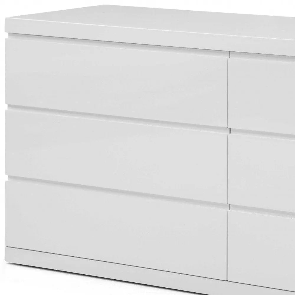 63" White Solid Wood Six Drawer Double Dresser HomeRoots
